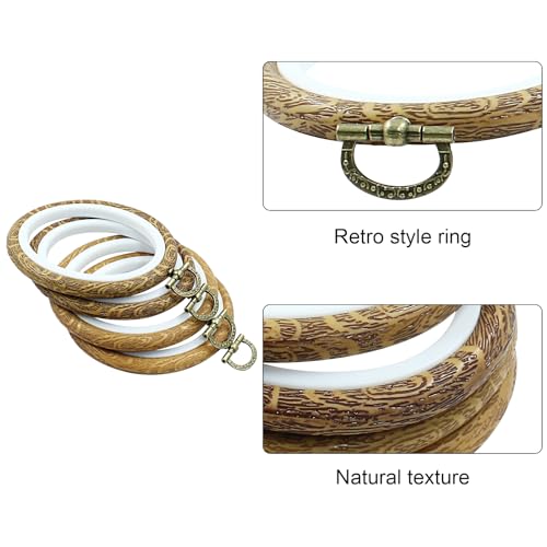 Image of Hordion 6 Pieces 4 Inch Embroidery Hoops, Imitated Wood Cross Stitch Hoop Ring Oval & Round Embroidery Hoop Frame for Ornaments Art Craft Sewing, ZC24012583