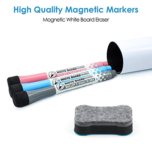 Maxgear Small Magnetic Dry Erase Board Sheet For Refrigerator, Fridge Whiteboard For Kitchen, 12"X8" White Board Organizer And Planner With Stain Resistant Technology, Include 1 Eraser, 3 Markers #TOP4