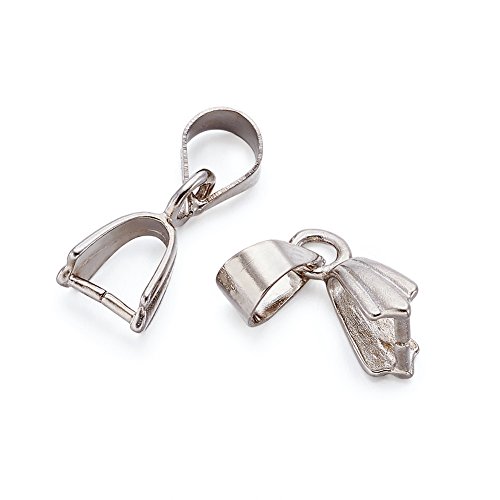 Kissitty 100Pcs Platinum Ice Pick Pendant Pinch Clasps Bail Connectors 15Mm For Diy Jewelry Dangle Beads Charms Making, 0.9Mm Pin #TOP1