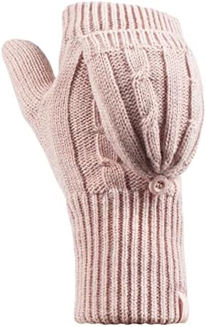 Heat Holders - Womens Thermal Converter Fingerless Cable Knit 2.3 tog Gloves