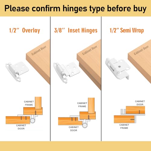 1/2" Partial Overlay Cabinet Hinges,(25 Pairs -50 Pack) Partial Wrap Hinge Self Closing Door White Hinge for Kitchen Cabinets by Donanim - Image 2