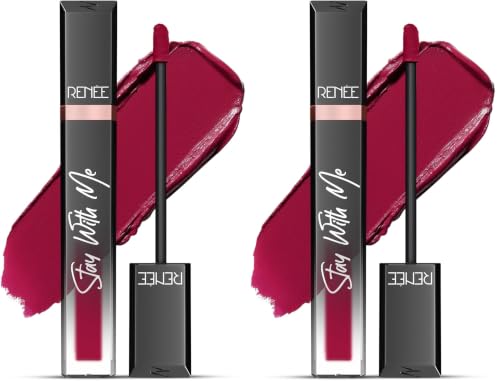 Image of RENEE Stay With Me Matte Transferproof Liquid Lipstick- Dose of Rose | Waterproof & Smudge-proof | Bold Pigment, Lightweight & Long-lasting | With Hyaluronic Acid & Vitamin E | 6 ml (Pack of 2)