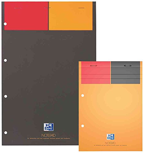 OXFORD Lot de 5 Bloc-notes International "NOTEPAD" A4+ 160 pages 90g Ligné Perforé Jaune