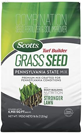 Scotts Turf Builder Grass Seed Pennsylvania State Mix with Fertilizer and Soil Improver, Premium Mix, 16 lbs.