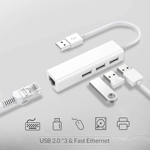 Image of USB HUB USB Hub to 3 USB 3.0 & Gigabit Ethernet LAN RJ45, Network Adapter Compatible with MacBook Air /Pro (2009-2015), Surface, Chromebook, More Type A Devices, Stable Driver (USB to RJ45 HUB)