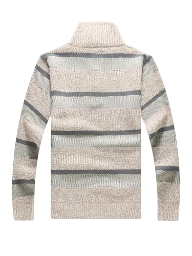 Les umes Mens Half Zip Knit Jumper Sweater Fleece Lined Turtleneck Knitwear Stand Collar Pullover with Pockets2