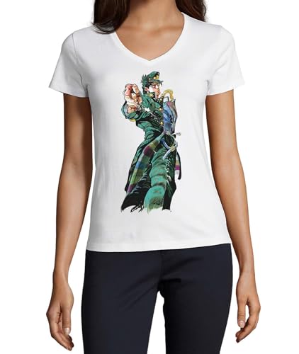 T-shirt col en V Anime 75 coton blanc anti-déformation pour femme active