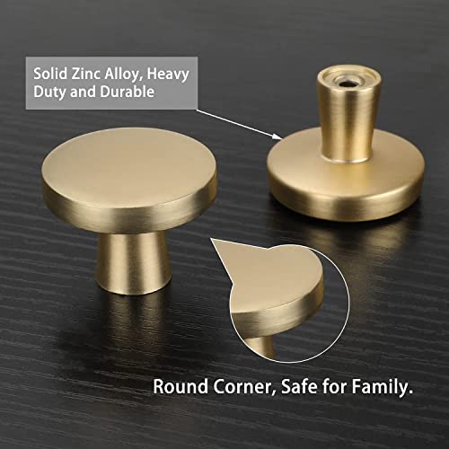 Homdiy 25 Pack Gold Cabinet Knobs Round Brushed Brass Kitchen Knobs Zinc Alloy Dresser Knobs Metal Cabinet Handles For Drawer Desk Cabinets Cupboard #TOP2