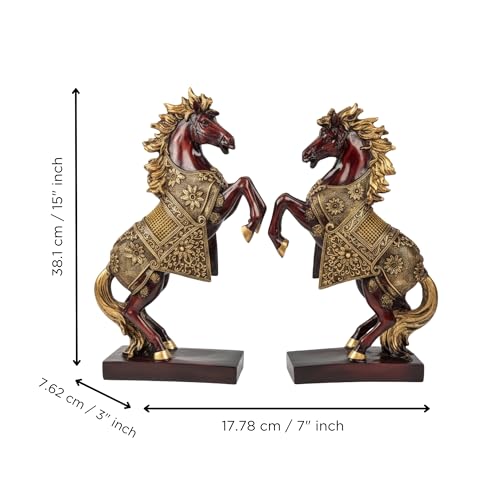Image of eCraftIndia Set of 2 Resin Running Horse Showpiece for Home Decor Office | Gift for Housewarming Birthday