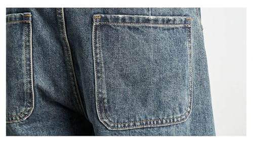 Men’S Retro Wide Leg Jeans Loose Fit Straight Cut Trousers Casual Denim Pants with A Distressed Wash3