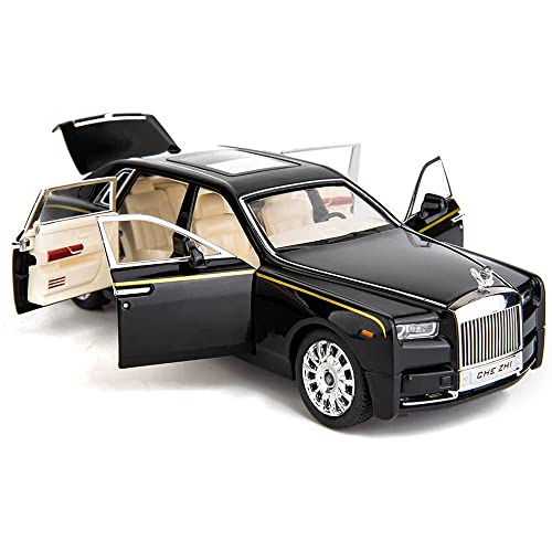 Image of DEUSON ECOM 1:24 Scale Phantom Toy Car for Kids Diecast Metal Model Car Openable Door with Sound Light and Pull Back, Black