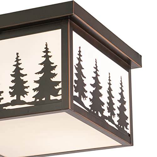 Vaxcel Yosemite Bronze Rustic Tree Square Indoor Outdoor Flush Mount Ceiling Light #TOP4