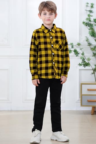 Image of Betusline Boy and Men Button Down Plaid Shirt