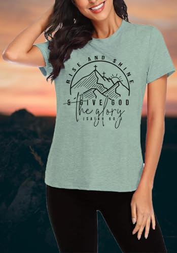 Women Hiking Mountain Shirt Nature Sunrise Graphic Printed Hiking T Shirt Summer Short Sleeve Workout Tee top3