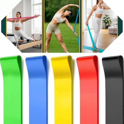 Kit 5 Faixas Elasticas para Exercício Fisioterapia e Yoga, 5 Níve...