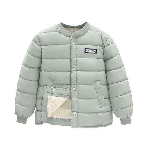 Vhersily Abrigo de invierno para niño, abrigos gruesos, elegantes, plumífero para niño, otoño, suave, cálido, impermeable, para niña, verde, 120 cm