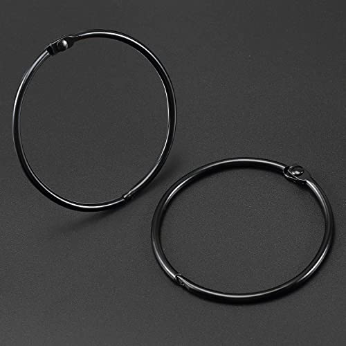 24 PCS Shower Curtain Rings, Black Shower Curtain Hooks Decorative, ZESLMG Rustproof Shower Hooks for Shower Curtain Rods, Black Metal Shower Rings for Bathroom, 2 Inch Loose Leaf Binder Rings - Thumbnail 4