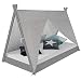 Produktbild Homestyle4u 1967, Kinderbett 90x200 cm, Tipi Bett Grau Weiß, Tipi Zelt Mit Sterne, Holz Kiefer