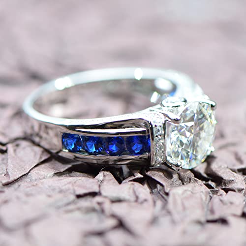 Moissanite Engagement Rings 0.8-2CT 18K White Gold Plated 925 Silver Rings for Women D Color Moissanite Diamond Wedding Ring,With GRA Certificate2