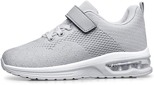 Anlarach Kids Toddler Shoes Boys Girls Athletic Running Shoes Air Cushion Sneakers for Toddler 7 Light Grey