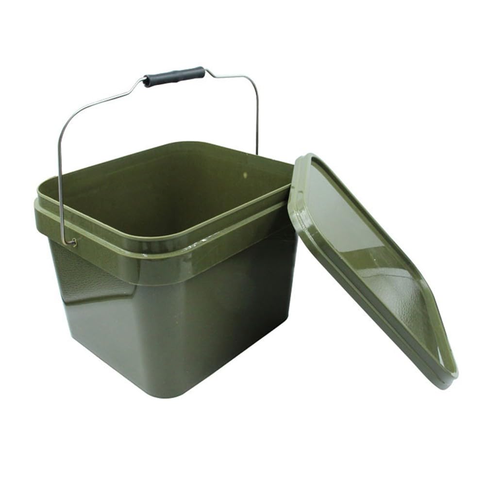 FACAIIO Seau à bouillettes carré pour pêche à la carpe - 10 l - 29 x 25 x 21 cm - Seau de mélange d'aliments avec compartiment intérieur amovible en 3 parties - Construction PP - Noir