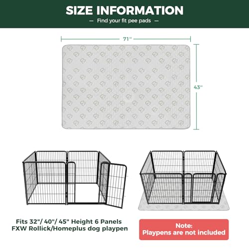 Image of FXW Washable Pee Pads for Dogs, Leak-Proof & Non-Slip, Specifically Designed for FXW Rollick /Homeplus 32 /40 /45inch 6 Panels Dog Playpen, 43 inch x 71 inch Rectangle, Khaki, 2 Packs
