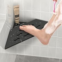 DAYONE Corner Foot Rest for Shaving Legs 10 Black, Wall Mounted 304 Stainless Steel Footrest with Shaving Holder, Recessed Designed Foot Ledge for Bathroom Inside Shower