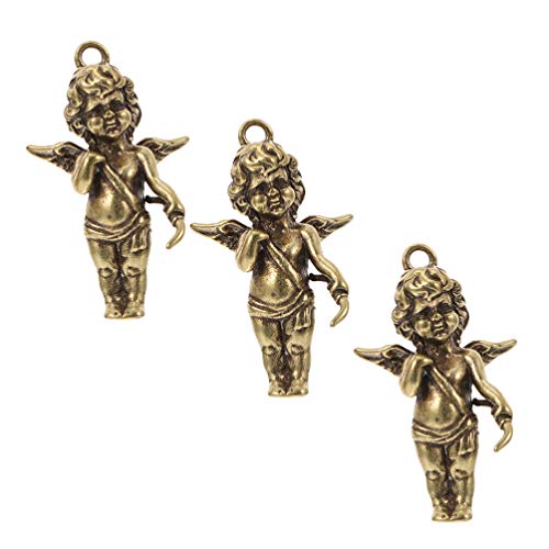DOITOOL 3 peças pingente de anjo de latão antigo, pingentes de fada, pingentes de joias, achados par