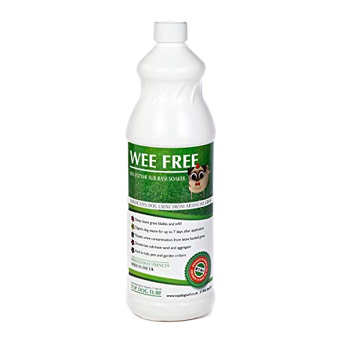 WEE FREE 1 Ltr Artificial Grass Cleaner and Pet Odour Eliminator for Dog Urine - Neutraliser and Deodoriser for Dog Wee on Astro Turf and Fake Lawns. Safe for Dogs and Animals.