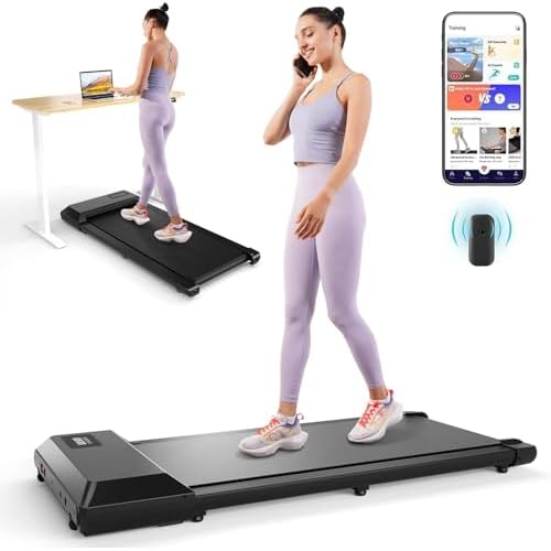 DeerRun Walking Pad 2 in 1 Under Desk Treadmill, 2.5HP Low Noise Walking Pad Running Jogging Machine with Remote Control for Home Office, Lightweight