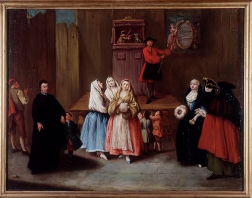 Lienzo cuadro de un espectáculo de marionetas de Pietro Longhi para decorar un salón clásico