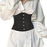 COSYDAYS Lace Up Waist Corset Cincher Black Boned Underbust Corsets Bustier Jacquard Brocade Corset