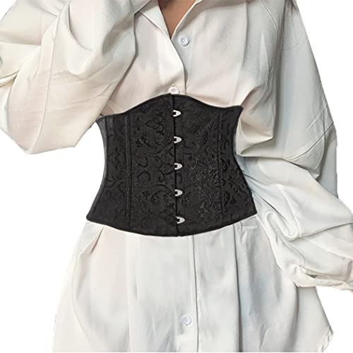 Cosydays Lace Up Waist Corset Cincher Black Boned Underbust Corsets Bustier Jacquard Brocade Corset Top Party Nightclub Waist Trainer Corsets For Women And Girls (Xxxl, Black) #TOP9
