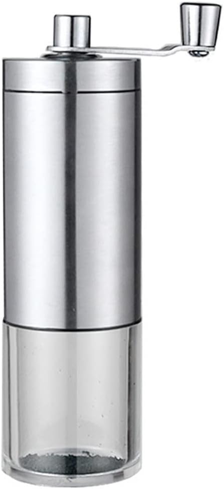 TOEWOE Manual Coffee Grinder, Portable Hand Crank Coffee Bean Grinder, Adjustable Ceramic Core, Manual Coffee Grinder for Drip Coffee, Espresso, French Press (Color : Silver)