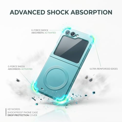 Image of amazon basics Premium Mag-Safe Case for Samsung Galaxy Z Flip 5 | Shockproof & Anti-Scratch Cover | Soft Silicone with Wireless Charging | Camera Lens Guard - Blue