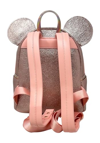 Loungefly Disney Minnie Mouse Pink Rose Metallic Womens Double Strap Shoulder Bag Purse3