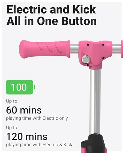 ELECOSMOS Safe Electric Scooter for Kids 4+, Balance for Beginner, Thumb Throttle, Flash Deck, Extra Wide Light Up Big Wheels, Adjustable Heights, 5 MPH Safe Speed, UL2272 Certified