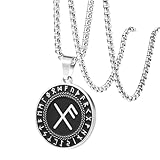 JINGMARUO Nordic Viking Rune Necklace Love Protection Strenght Courage Health Good Luck Viking Symbol Pendant Stainless Steel Jewelry (Good Luck Viking Rune)