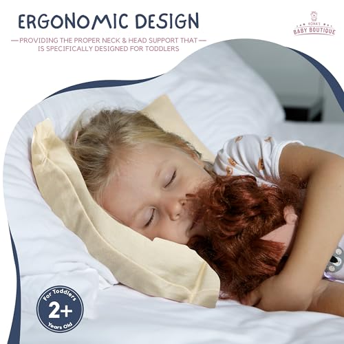Image of Kona's Perfect Toddler Pillow - Creamy Yellow, Softest Pillowcase - 13 x 18 inch - Ages 2-3