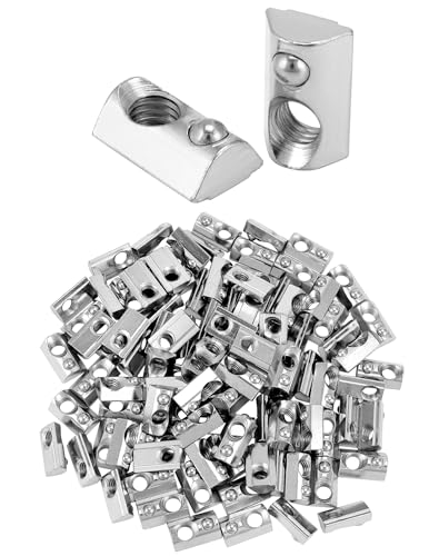 QWORK® 100stk. Nutensteine mit Kugel Nut 8 M8 für Aluprofil4040 - Verzinkt Kohlenstoffstahl