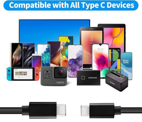 Image of USB C To C Cable 30CM, Type C To USB C 5Gbps, Type C To C Data Short Cable, For Fast Data Transfer and Charging USB type C External SSD and Android