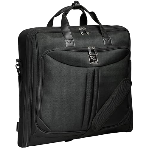 ZEGUR Premium Suit Garment Bag Carry On - Hangs 4 Suits - Travel & Business with Shoulder Strap and Laptop Compartment