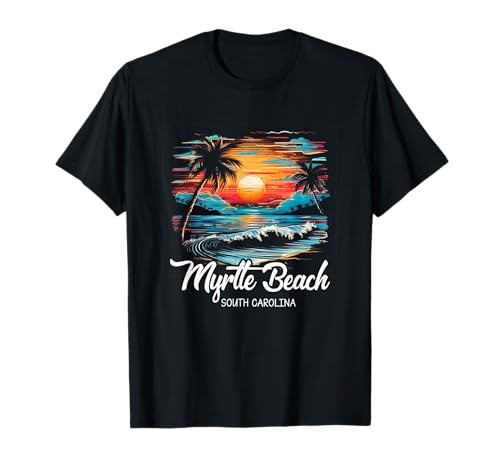 Family Vacation Retro Sunset South Carolina Myrtle Beach T-Shirt