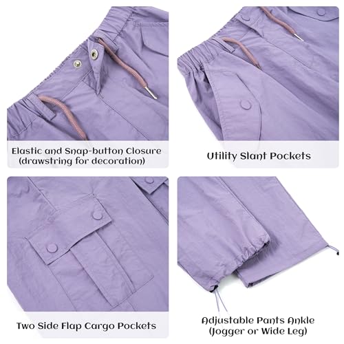 Image of Rolanko Parachute Pants for Girls Y2K Cargo Trousers with Pockets Harajuku Jogger Pants Kids 4-14 Years