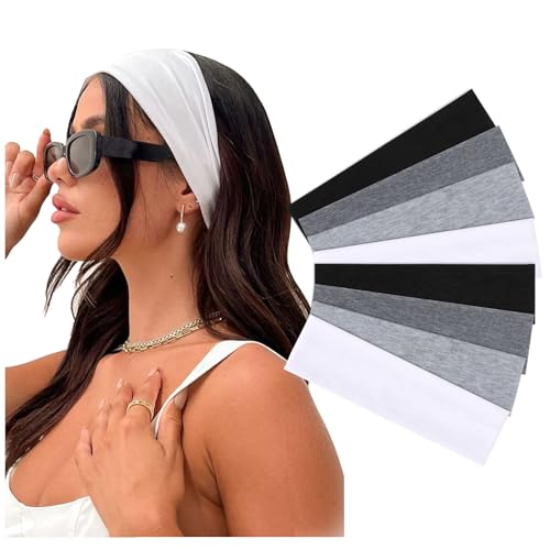Image of DRESHOW 8 Pack Sports Headbands for Women Non-Slip Stretchy Fashion HairBand Curly Hair Headband Soft Hair Accessories for Daily Wear Workout Yoga Running
