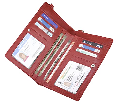 Image of URBAN FOREST Ruby Red Leather Sling Wallet for Women