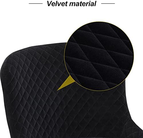 LEMROE Velvet Dining Chairs set of 2 Reception Chairs with Padded Cushion Kitchen Chair with Armrest for Dining Room Restaurant Home Furniture (black)