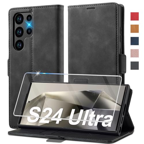 Ailicici für Samsung Galaxy S24 Ultra Hülle Leder [Mit Schutzfolie] Handyhülle für Samsung Galaxy S24 Ultra 5G Klapphüll...