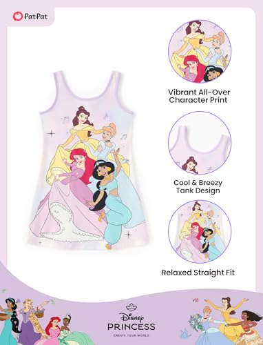 Image of Disney Stitch Princess Frozen Elsa Minnie Mouse Girls Tank Dress Sleeveless A-Line Sundress Summer Beach Clothes 2-9 Years