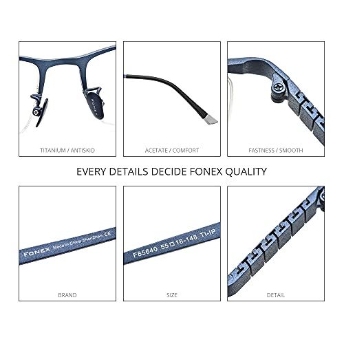 Image of FONEX Titanium Glasses Frame for Men,Square Eyewear Full Optical Eyeglasses F85641
